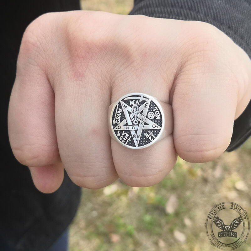 Pentagram Seal of Solomon Sterling Silver Ring