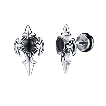 Personality Cross Design Stud Earrings / Stainless Steel Zirconia Jewelry in Alternative