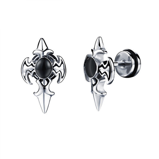 Personality Cross Design Stud Earrings / Stainless Steel Zirconia Jewelry in Alternative