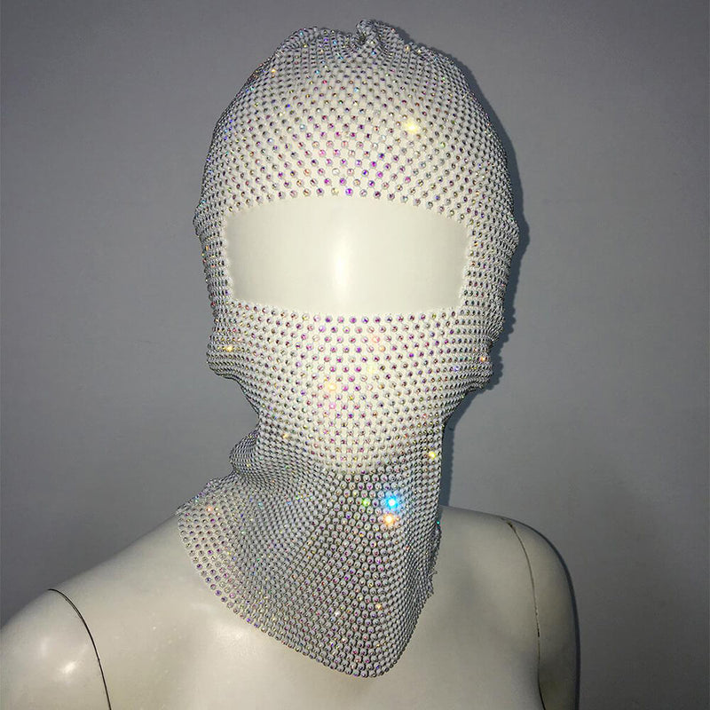 Personalized Fishnet Rhinestone Elastic Cycling Mask
