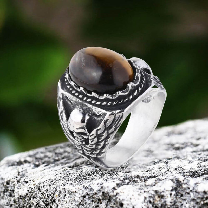 Personalized Turquoise Stainless Steel Skull Ring
