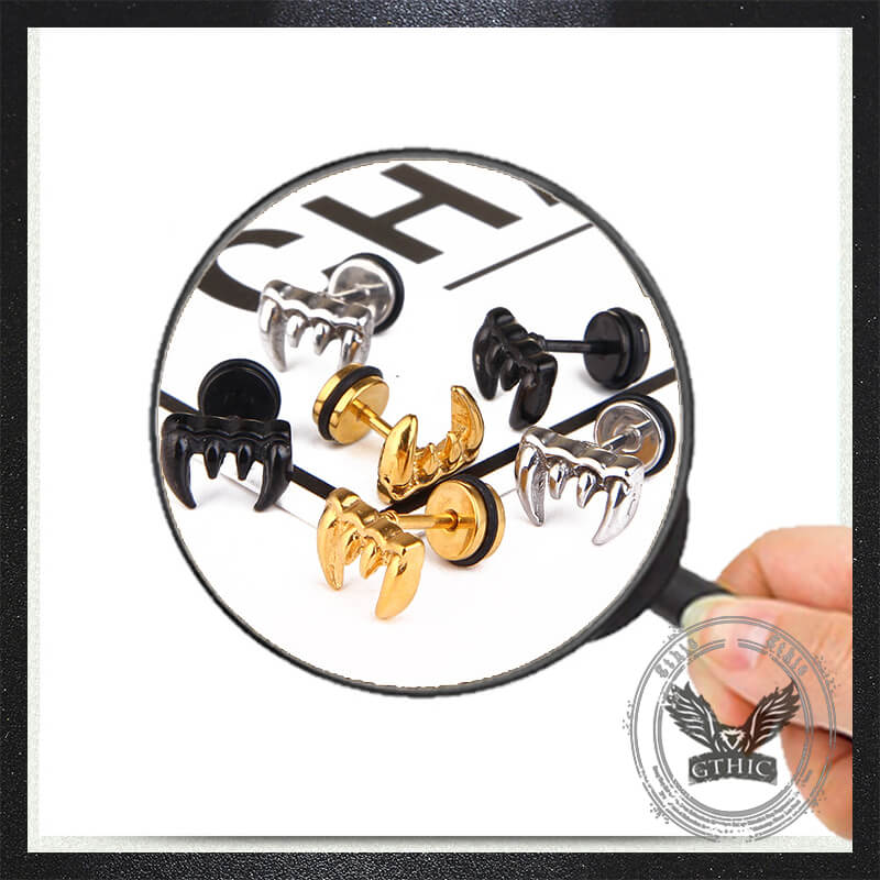 Personalized Wolf Tooth Stainless Steel Animal Earrings