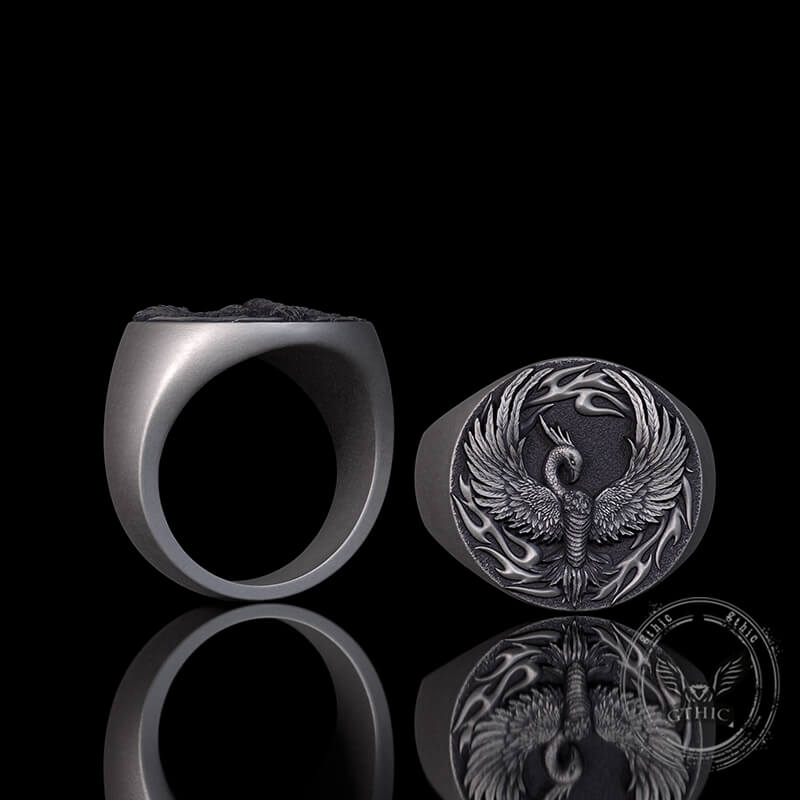 Phoenix Flame Pattern Sterling Silver Ring