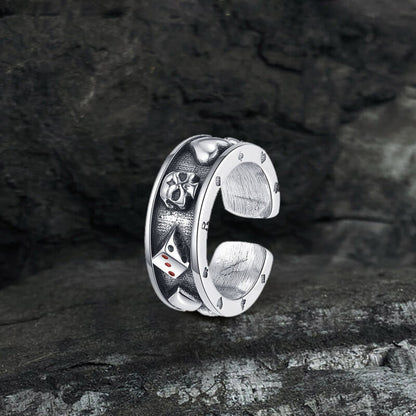 Poker Skull Sterling Silver Ear Cuffs