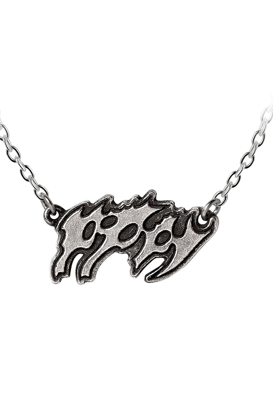 Poppy Logo Necklace in Antiqued English Pewter