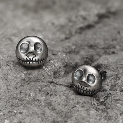 Pumpkin Prince Sterling Silver Skull Stud Earrings