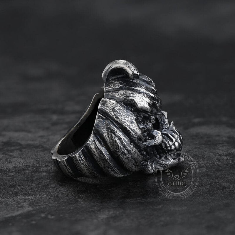 Pumpkin Skull Sterling Silver Brass Ring