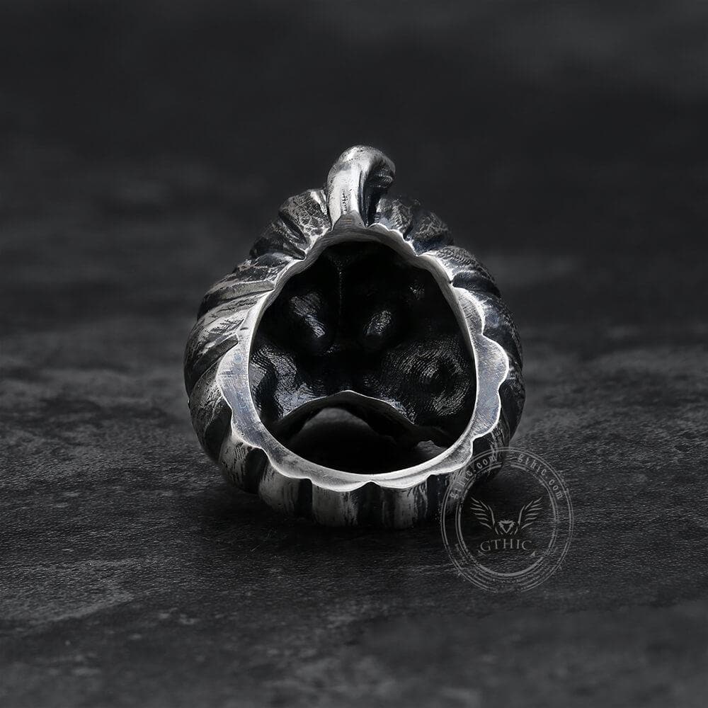 Pumpkin Skull Sterling Silver Brass Ring