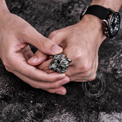 Pumpkin Skull Sterling Silver Brass Ring