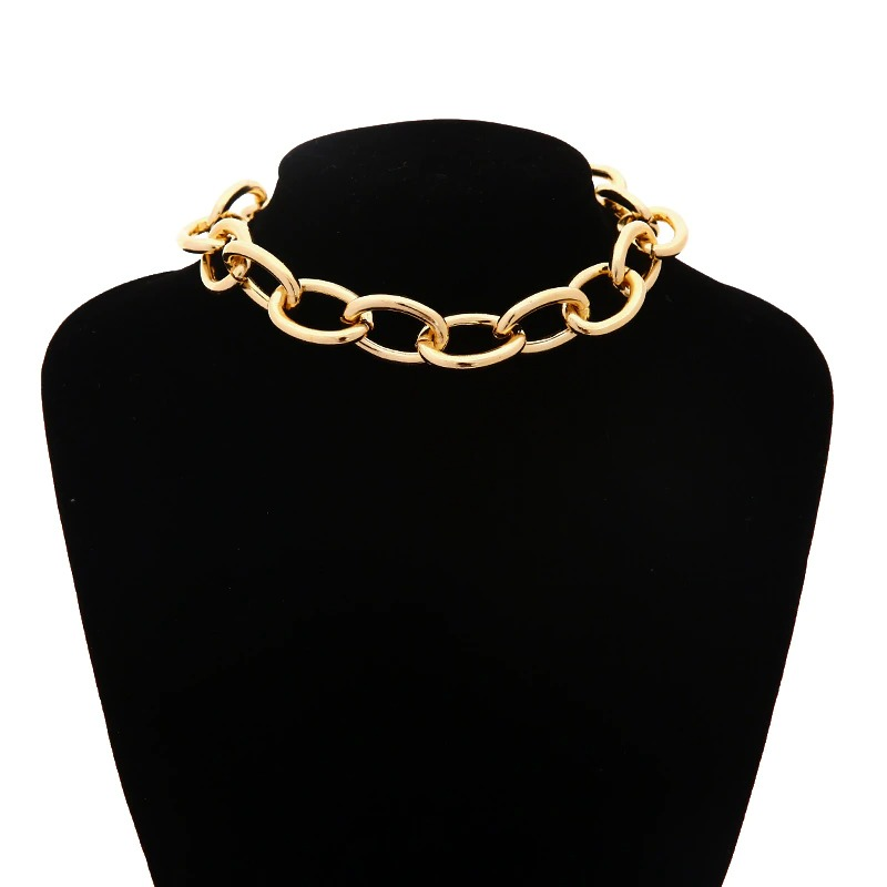 Punk Chain Choker Necklace With Circle / Aluminium Necklace