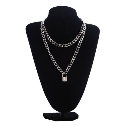 Punk Chain Choker Necklace With Circle / Aluminium Necklace