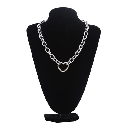 Punk Chain Choker Necklace With Circle / Aluminium Necklace