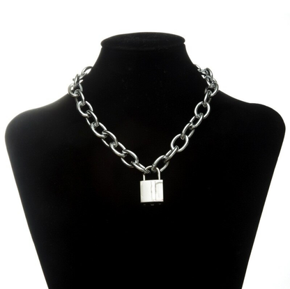 Punk Chain Choker Necklace With Circle / Aluminium Necklace