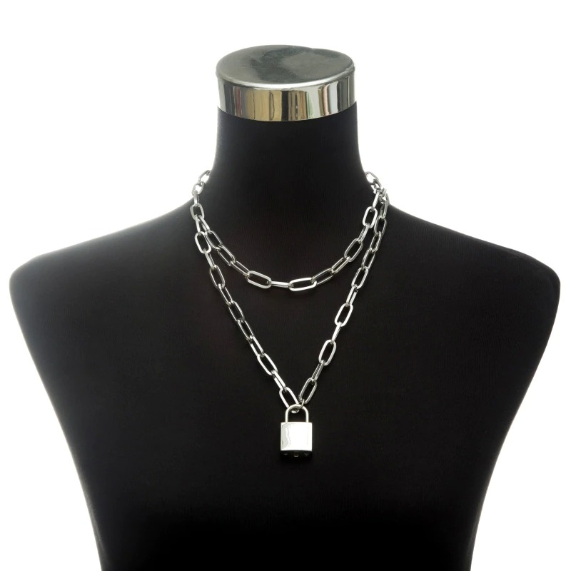 Punk Chain Choker Necklace With Circle / Aluminium Necklace