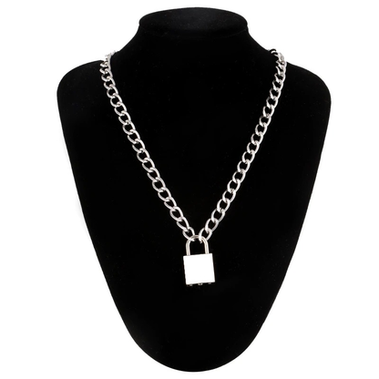 Punk Chain With Lock Necklace for and / Aesthetic Necklace With Padlock Pendant