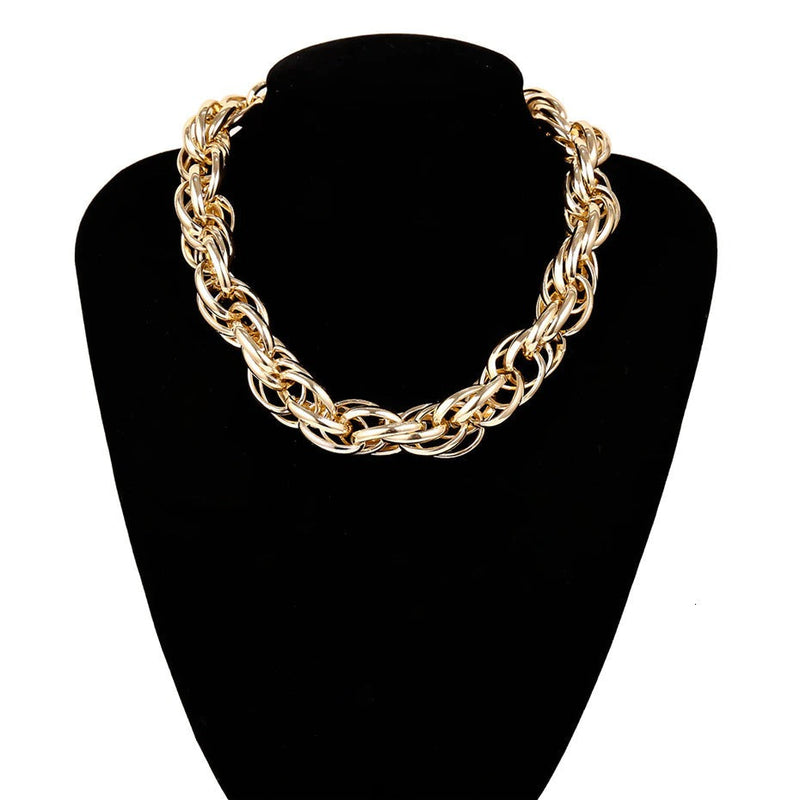 Punk Curb Cuban Twisted Necklace / Mix Color Thick Necklace / Jewelry