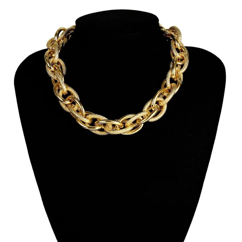 Punk Curb Cuban Twisted Necklace / Mix Color Thick Necklace / Jewelry