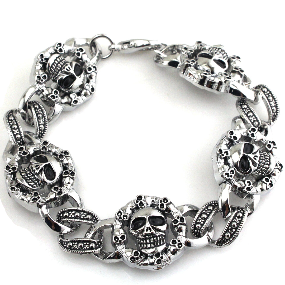 Punk Stainless Steel Bracelet for / Gothic Double Skull Heads Cuff Bracelets / Jewelry