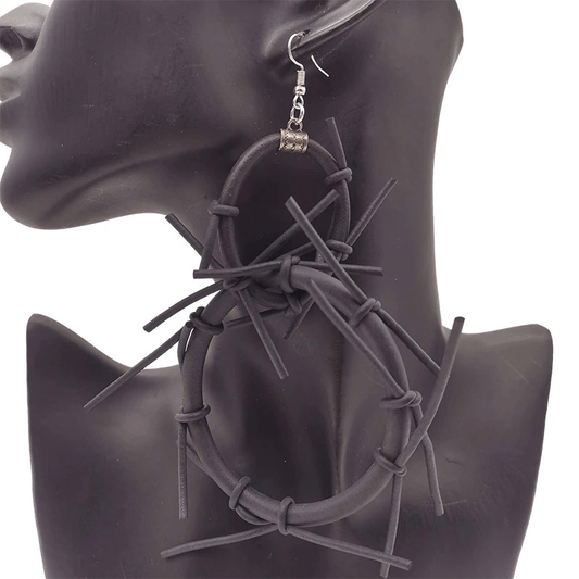 Punk Style Big Earrings / Handmade Accessories / Gothic Black Rubber Earrings