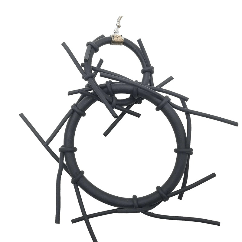 Punk Style Big Earrings / Handmade Accessories / Gothic Black Rubber Earrings