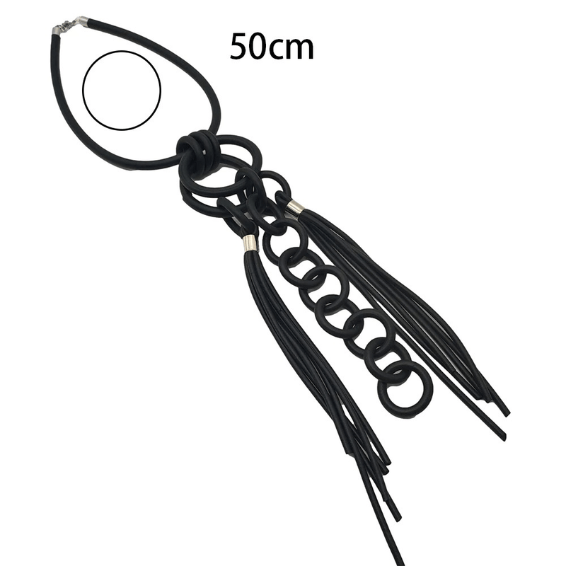 Punk Style Soft Black Necklace for / Gothic Handmade Rubber Statement Necklace