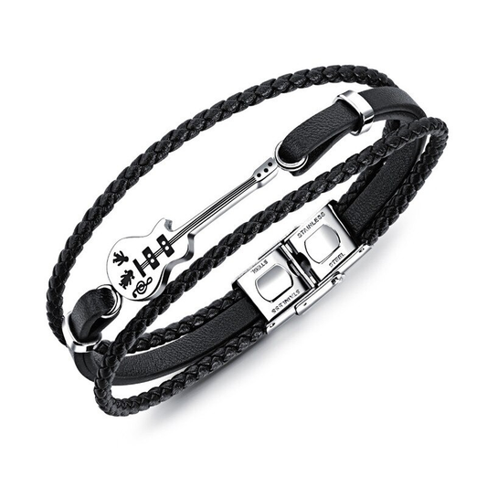 Punk Multilayer Genuine Leather Bracelet / Cool Bracelets With Different Types of Guitars