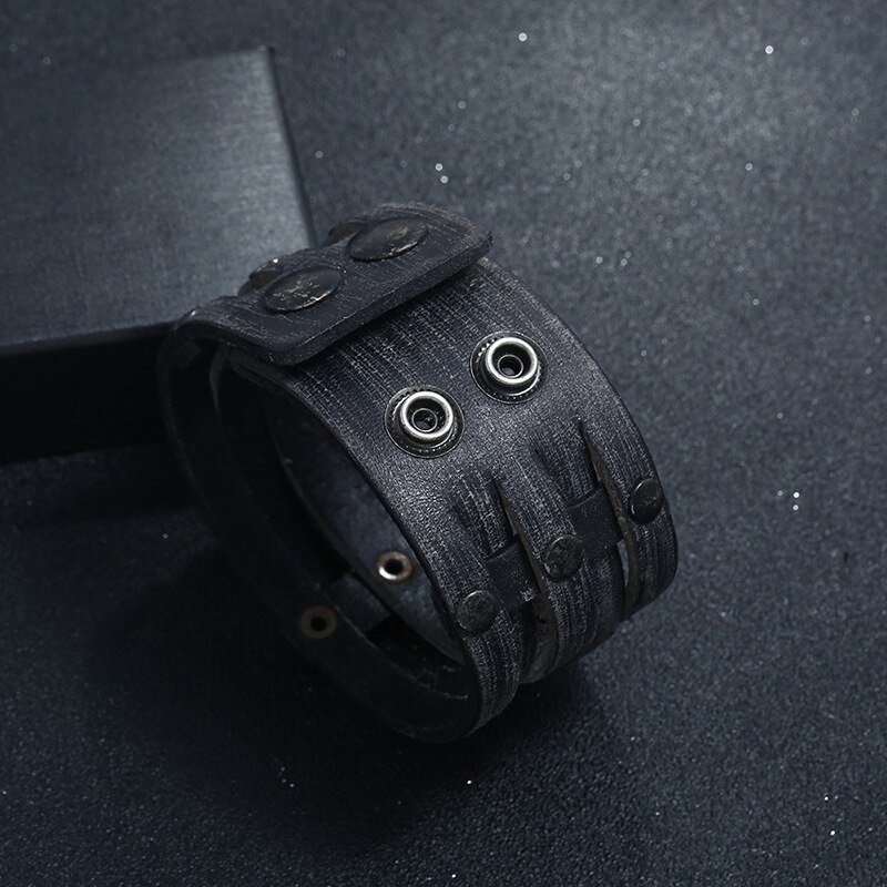 Punk Wide Leather Bracelet With Rivet / Bracelet for and