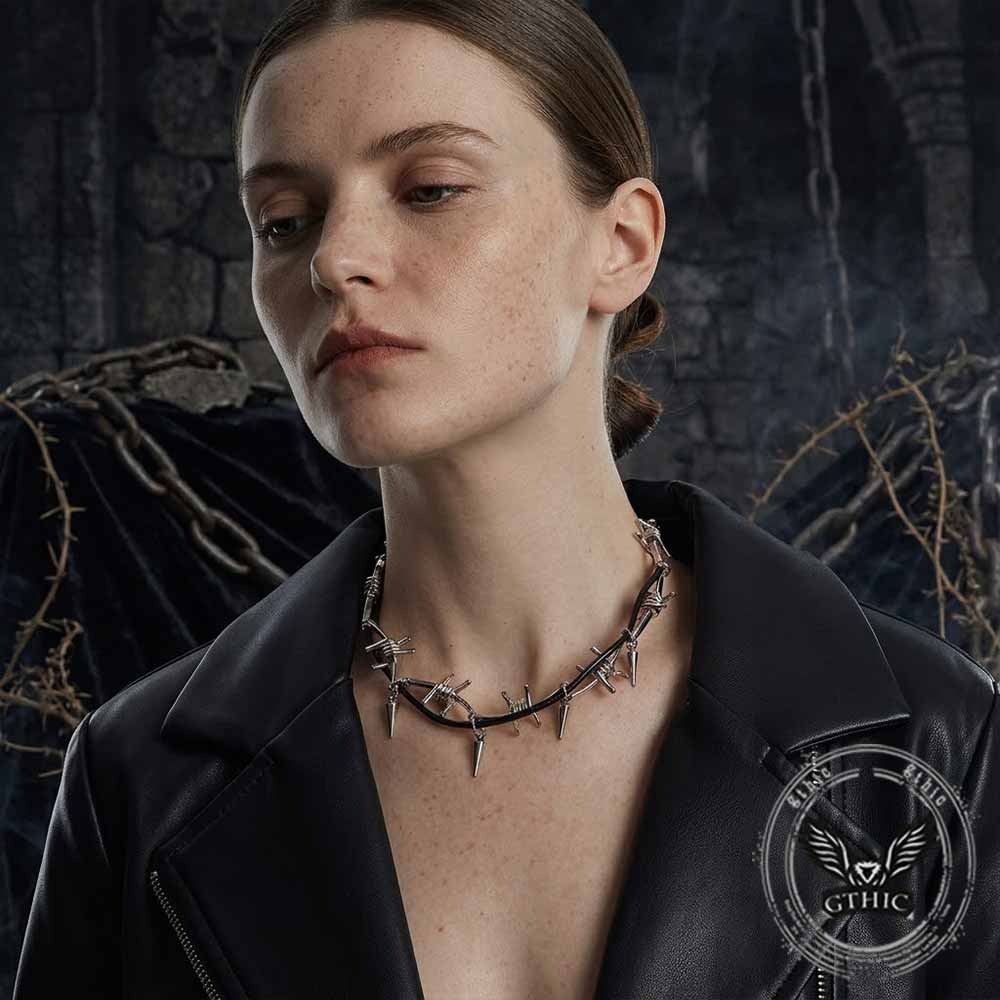 Punk Barbed Wire Spiked Zinc Alloy Clavicle Necklace