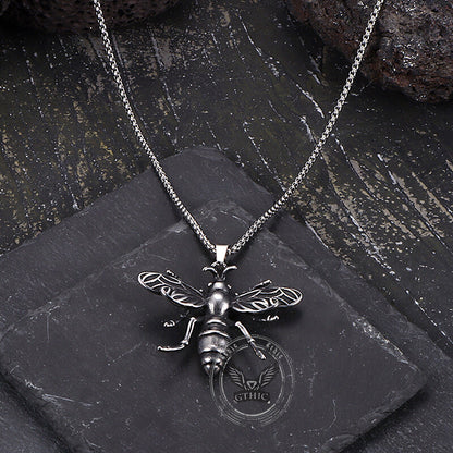 Punk Bee Stainless Steel Insect Pendant