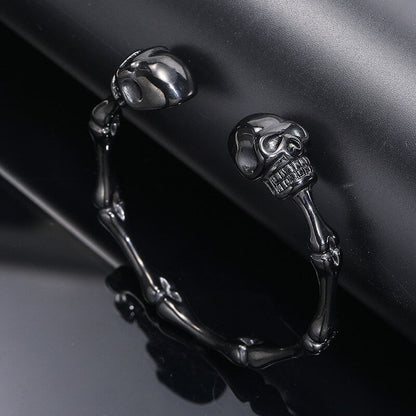 Punk Bones Joints Stainless Steel Skull Open Bracelet