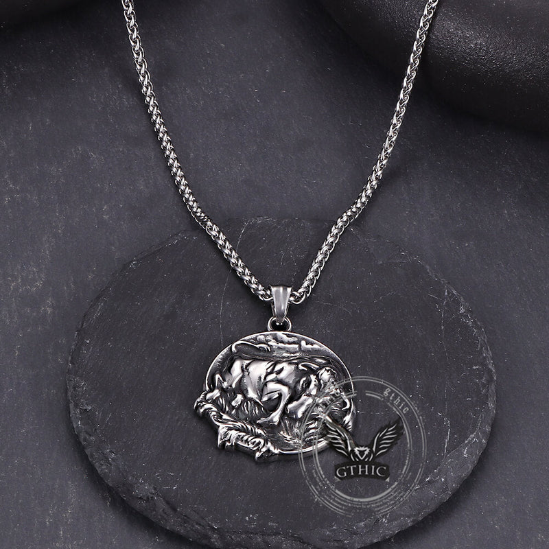 Punk Bull Charging Stainless Steel Animal Pendant