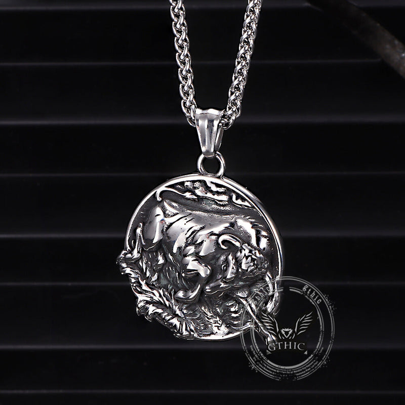 Punk Bull Charging Stainless Steel Animal Pendant