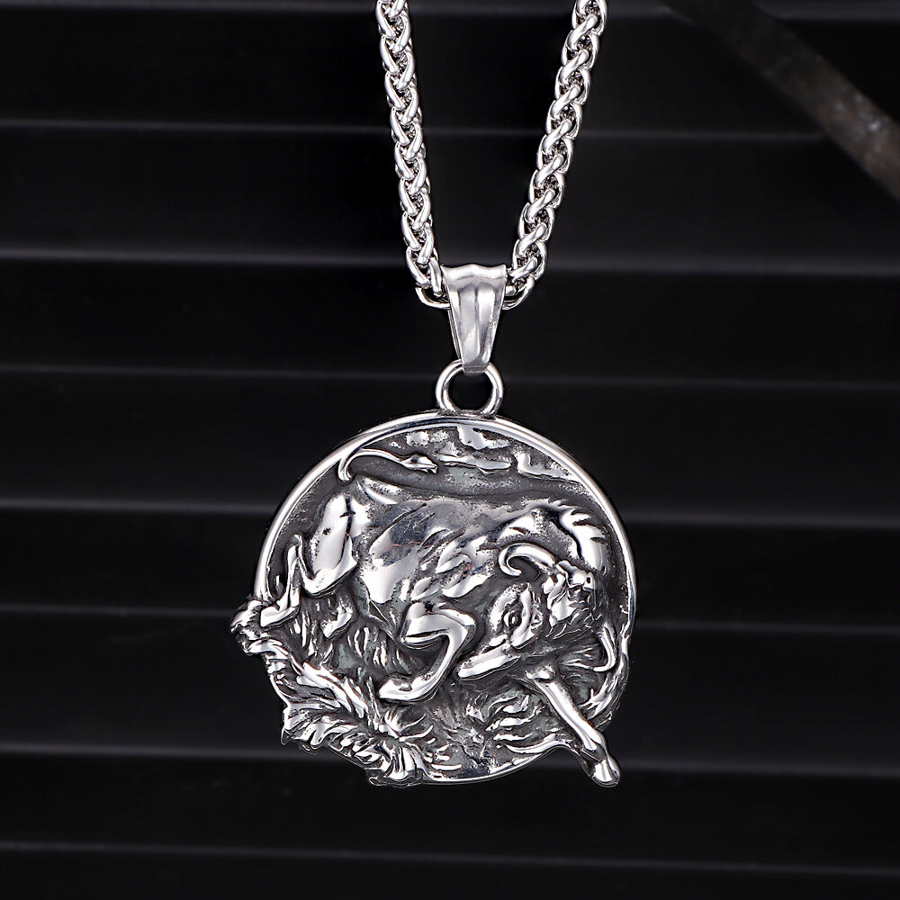 Punk Bull Charging Stainless Steel Animal Pendant