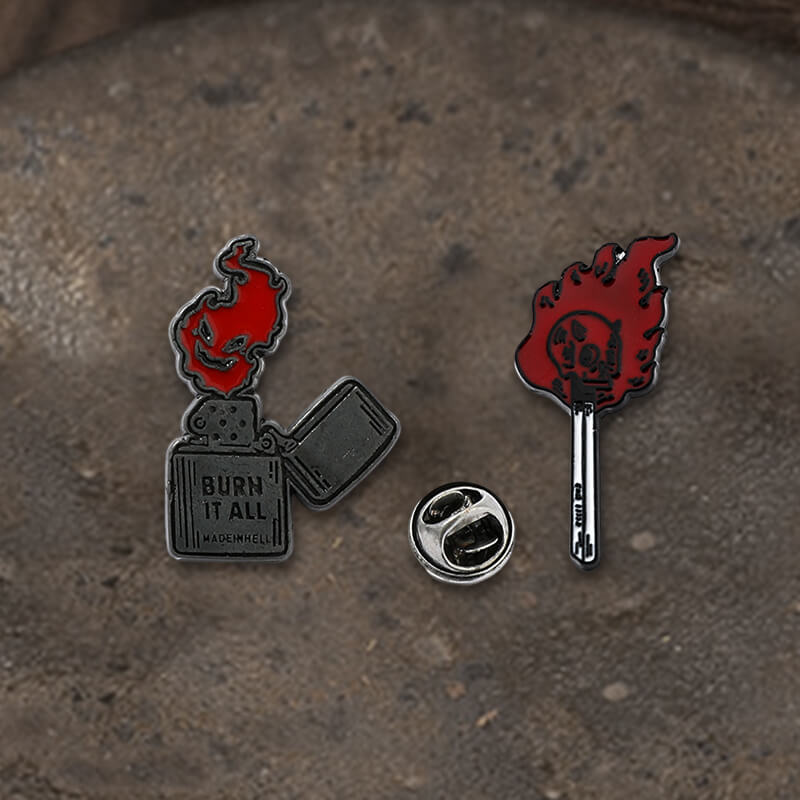 Punk Burning Skull Alloy Brooch