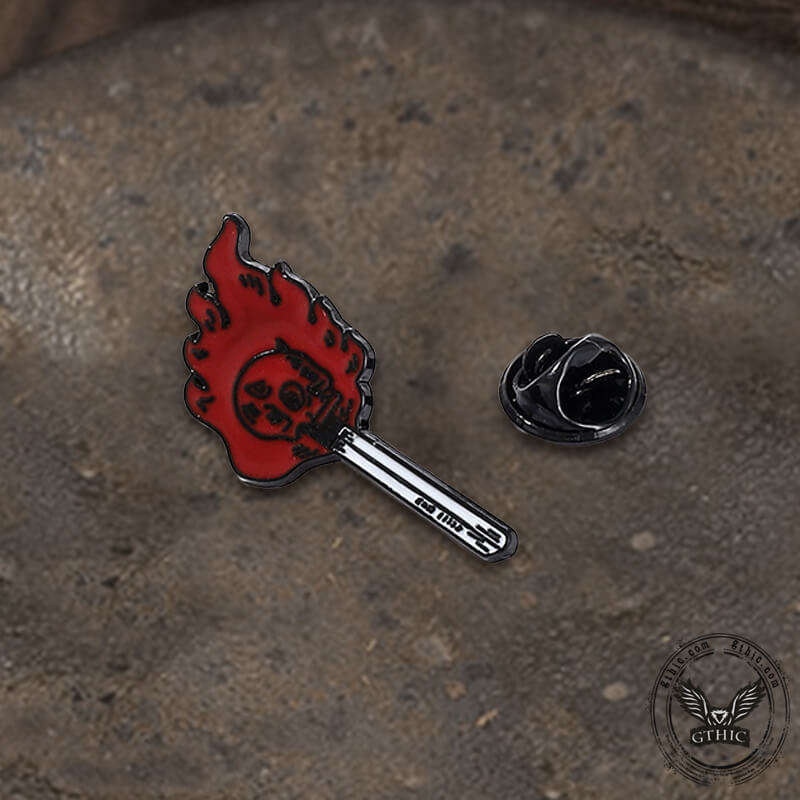 Punk Burning Skull Alloy Brooch