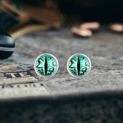 Punk Colored Gem Eye of Sauron Stainless Steel Earrings