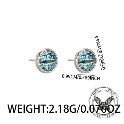 Punk Colored Gem Eye of Sauron Stainless Steel Earrings
