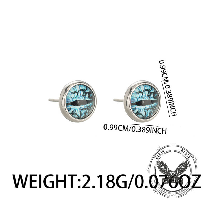Punk Colored Gem Eye of Sauron Stainless Steel Earrings