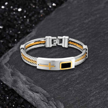 Punk Cross Multilayer Wire Stainless Steel Bracelet