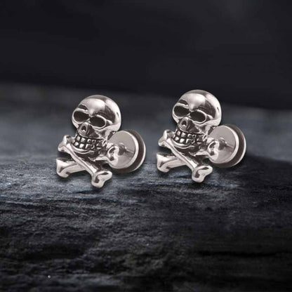 Punk Crossbones Skull Stainless Steel Stud Earrings