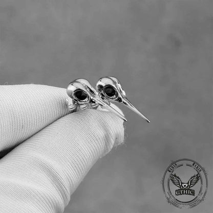 Punk Crow Skull Stainless Steel Stud Earrings