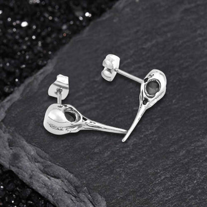 Punk Crow Skull Stainless Steel Stud Earrings