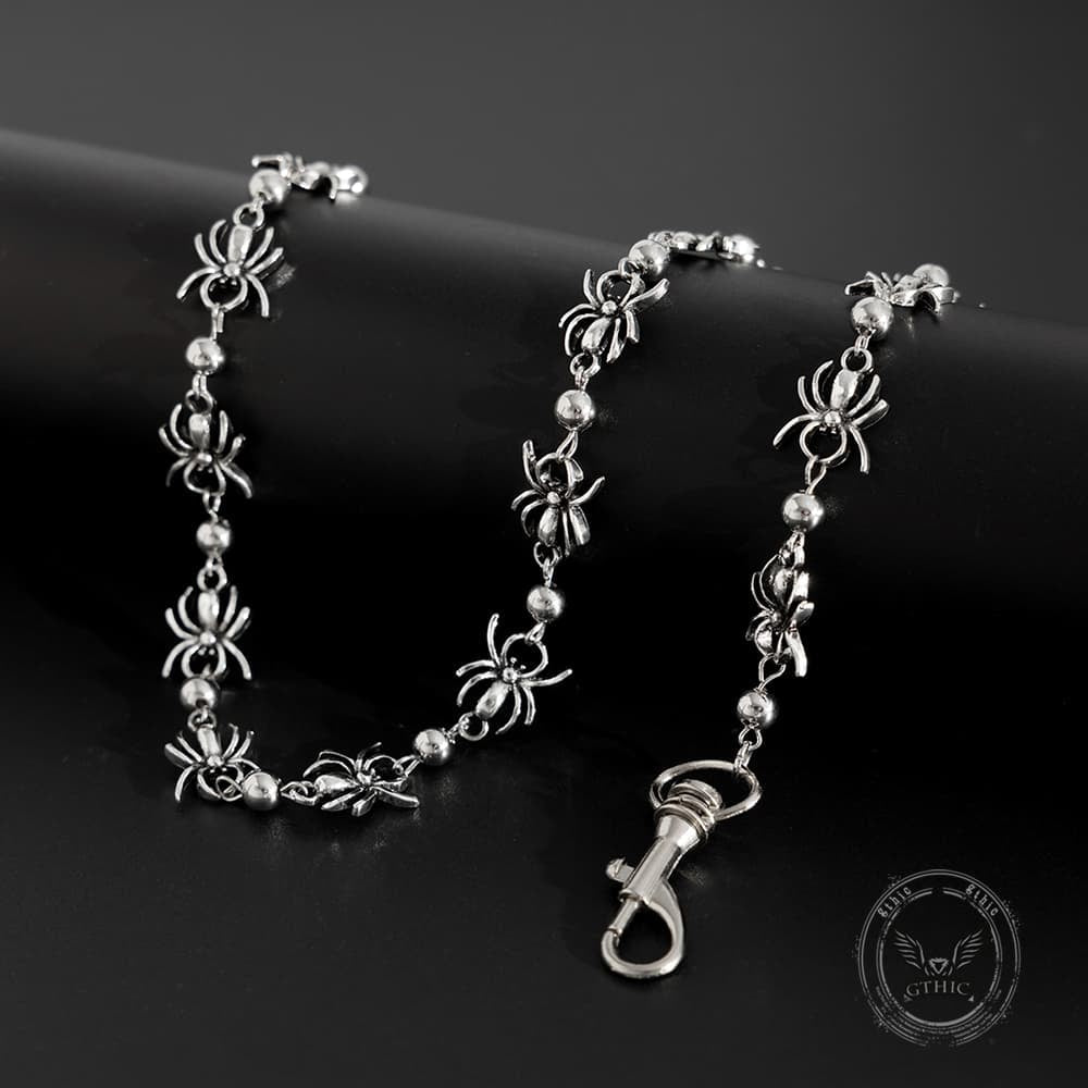 Punk Dark Spider Alloy Biker Pants Chain