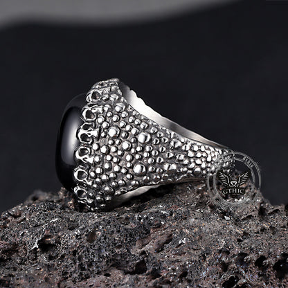 Punk Dense Skull Tiger Eye Stone Stainless Steel Ring