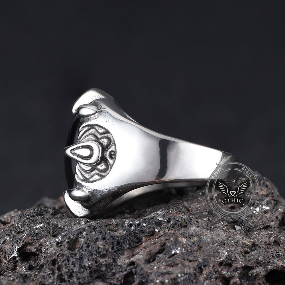 Punk Dragon Claw Gemstone Stainless Steel Ring