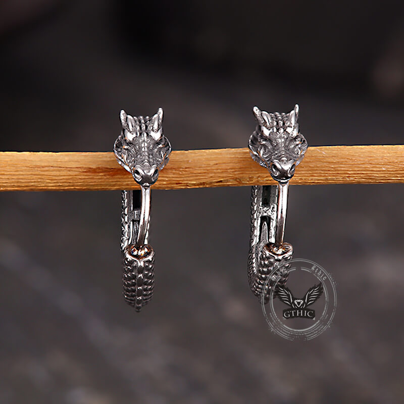 Punk Dragon Shape Stainless Steel Hoop Earrings