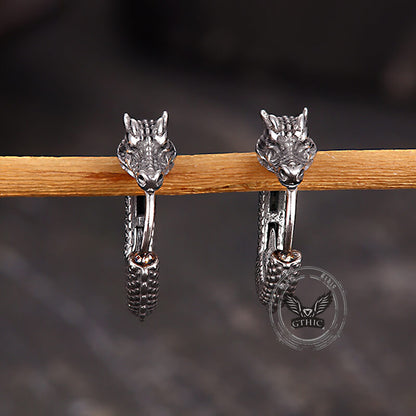 Punk Dragon Shape Stainless Steel Hoop Earrings