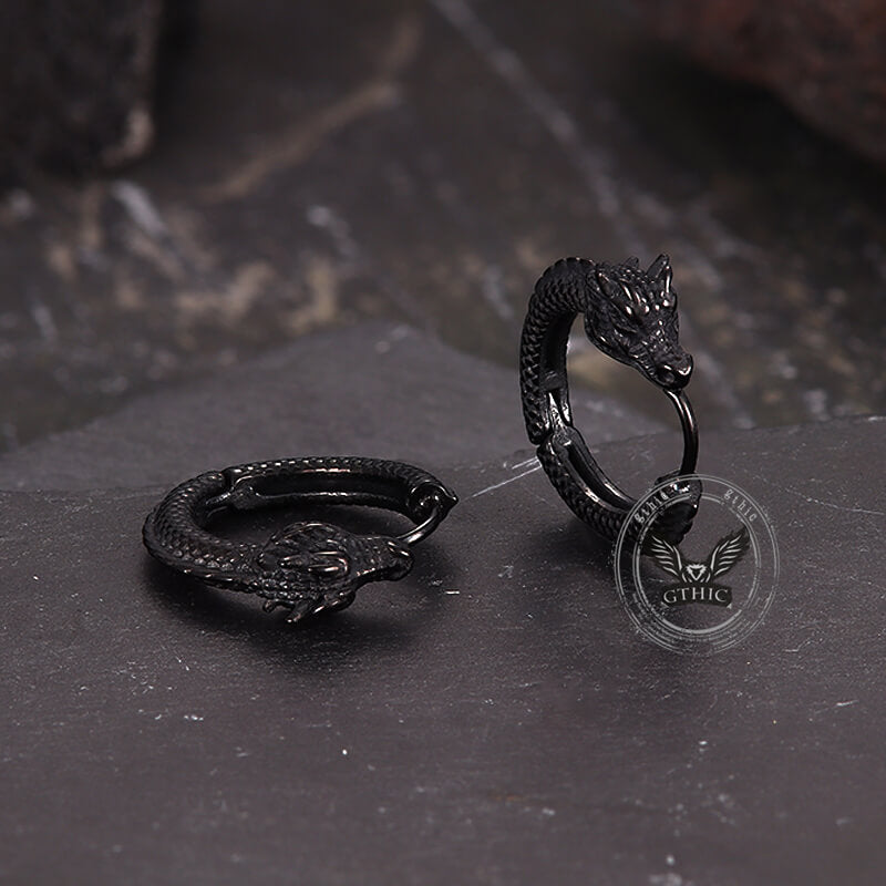 Punk Dragon Shape Stainless Steel Hoop Earrings