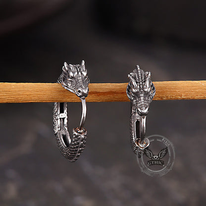 Punk Dragon Shape Stainless Steel Hoop Earrings