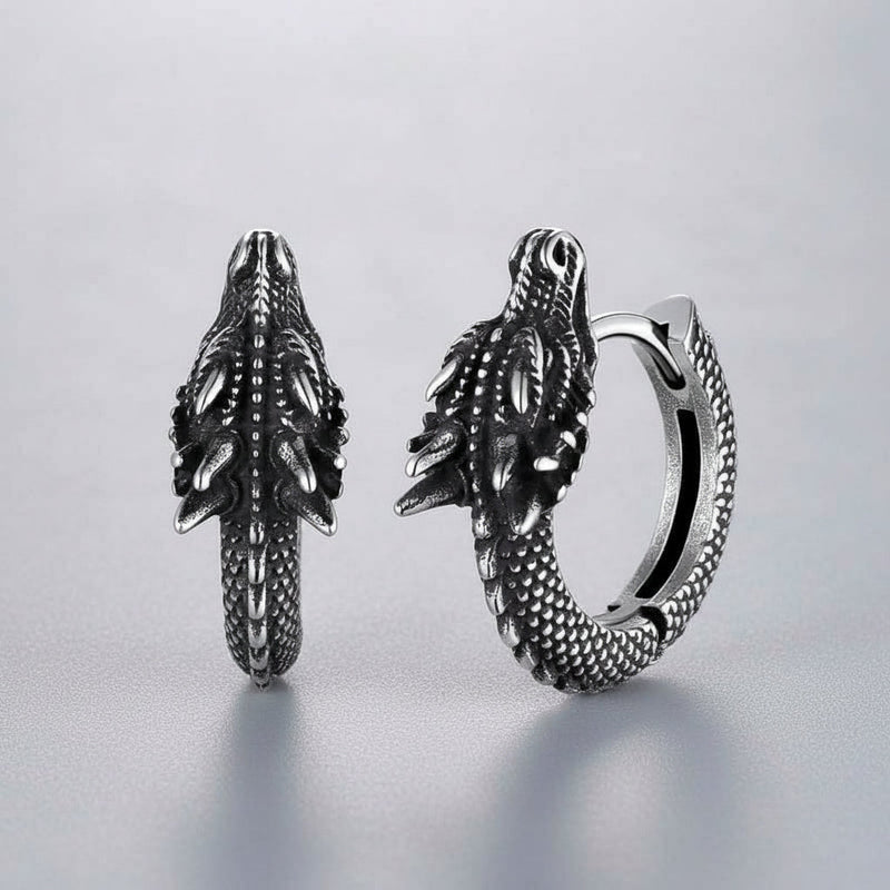 Punk Dragon Shape Stainless Steel Hoop Earrings